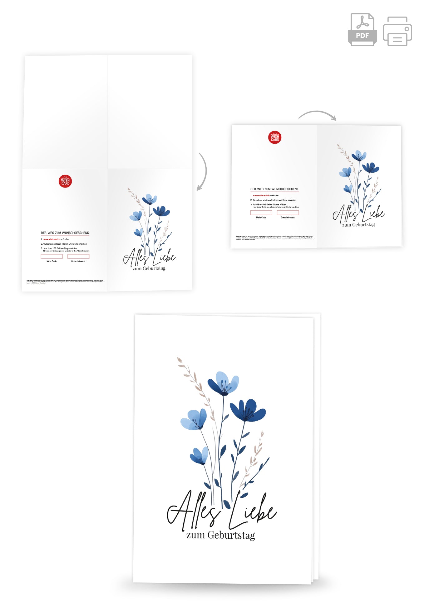 Alles Liebe zum Geburtstag - Blumen Blau