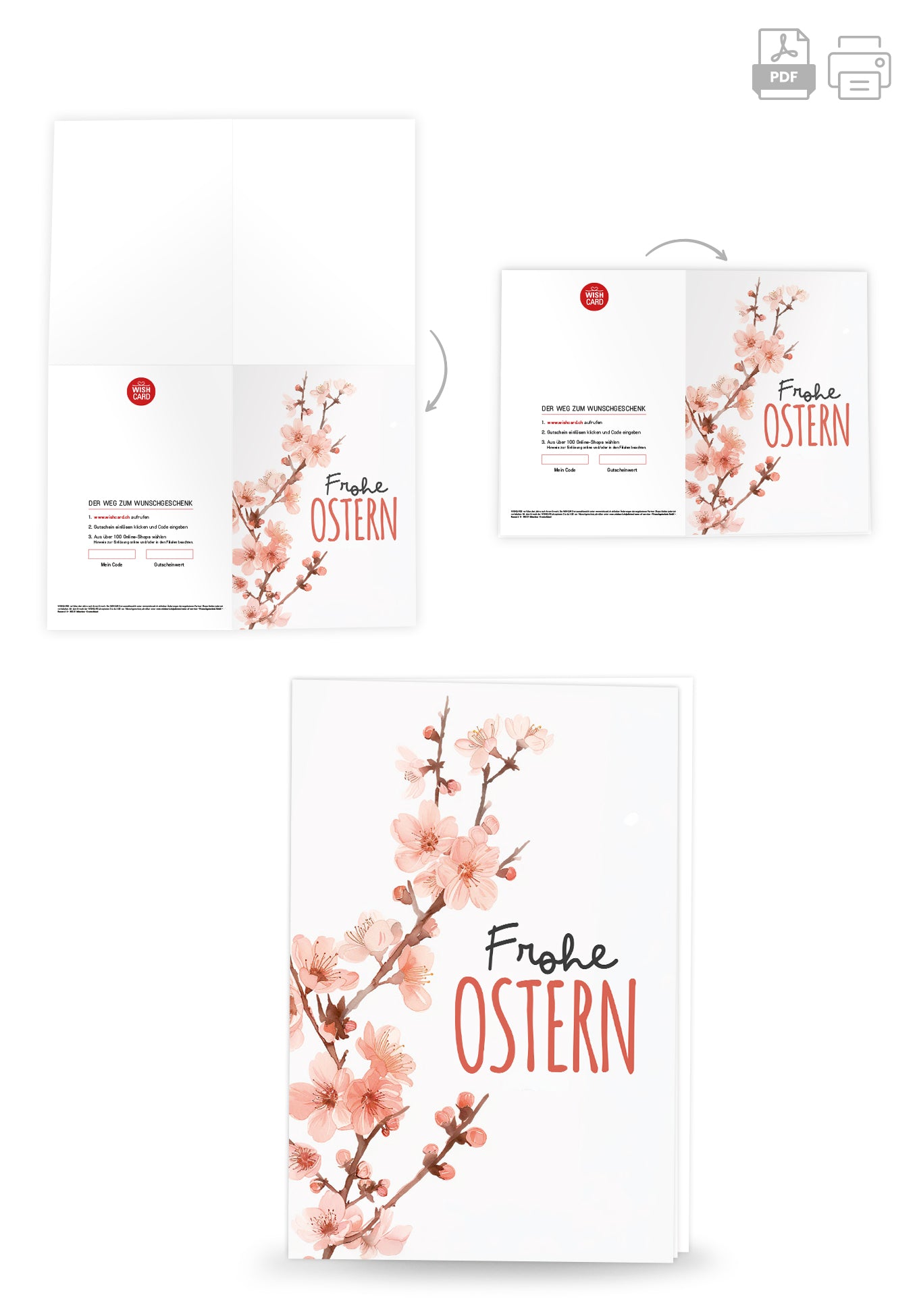 Frohe Ostern - Kirschblüten Aquarell