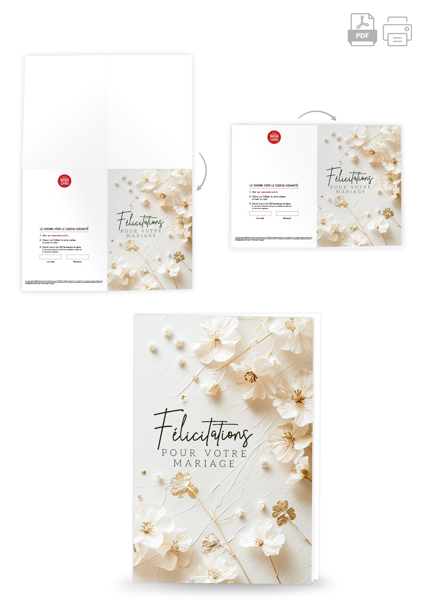 Felicitations pour votre mariage - Fleurs Blanches