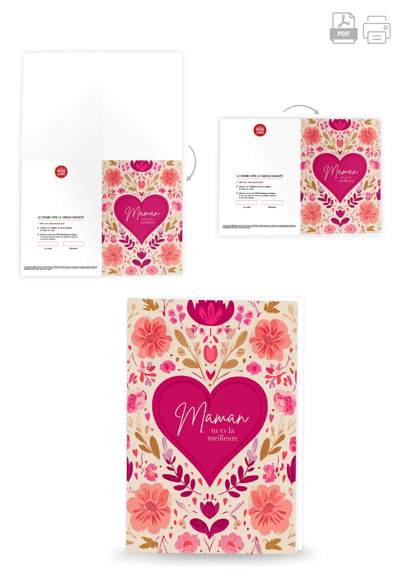 Maman tu es la meilleure - Un cœur à motif floral