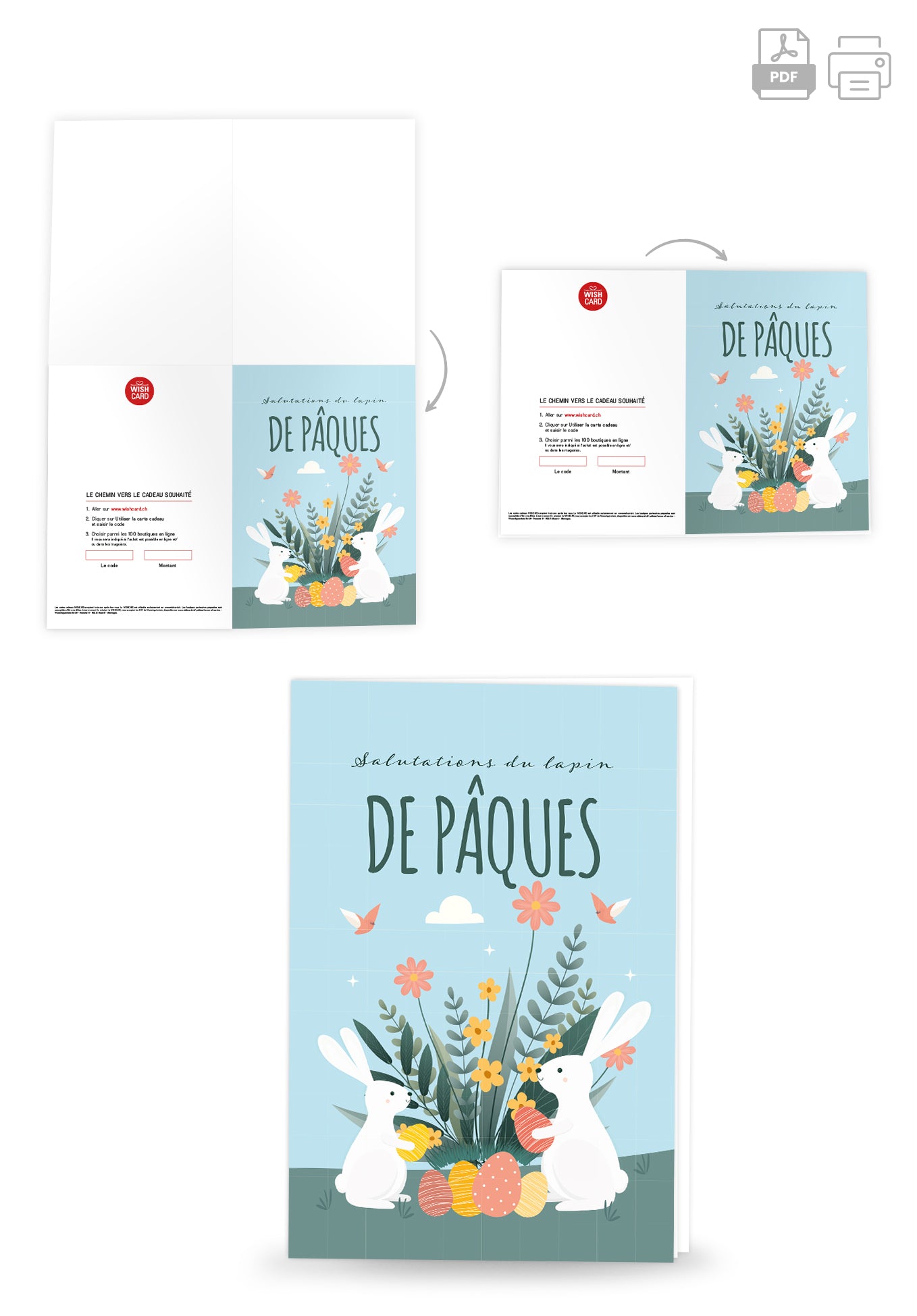 Salutations du lapin de Pâques - Lapin et fleurs