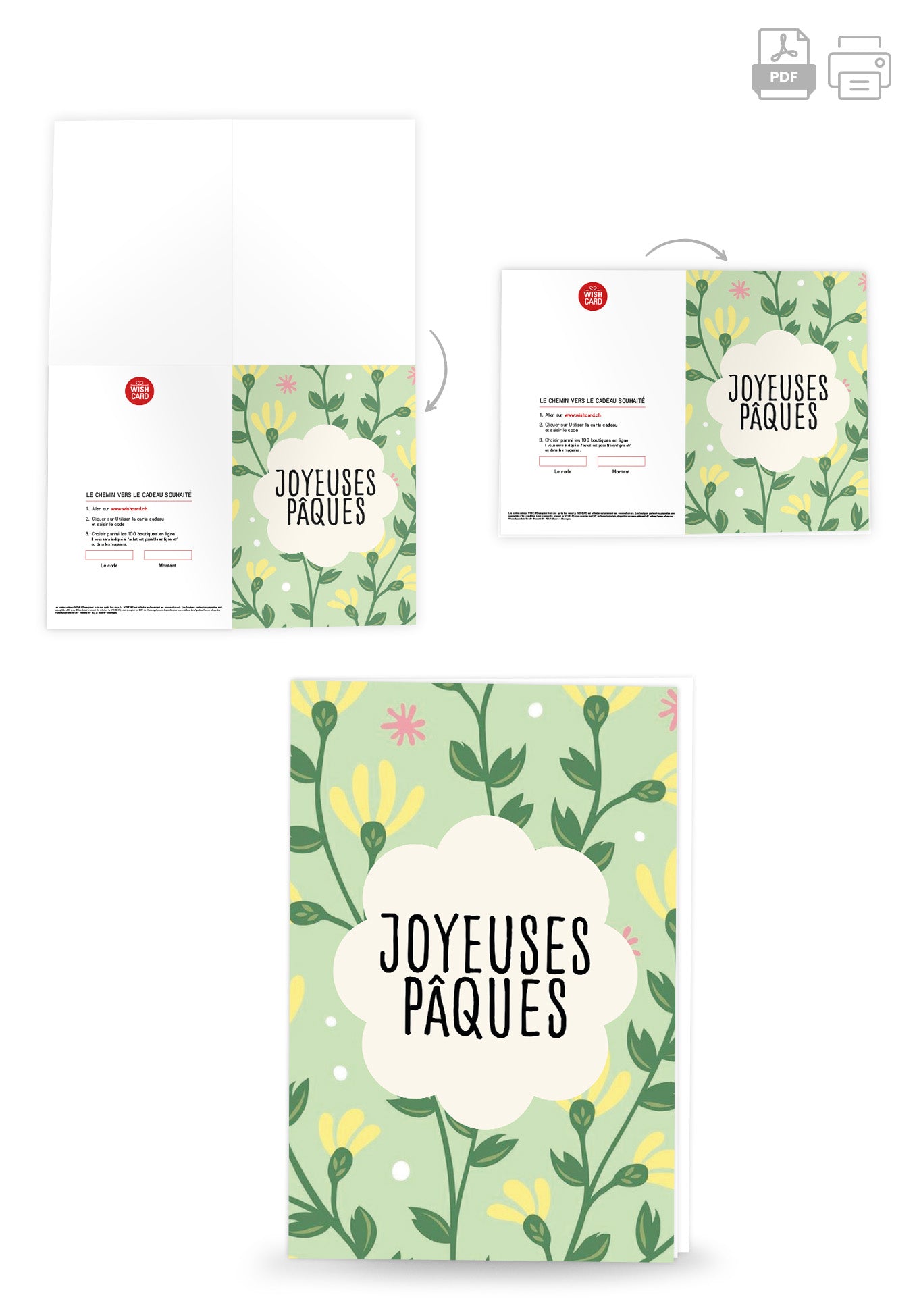Joyeuses Pâques - Motif floral vert