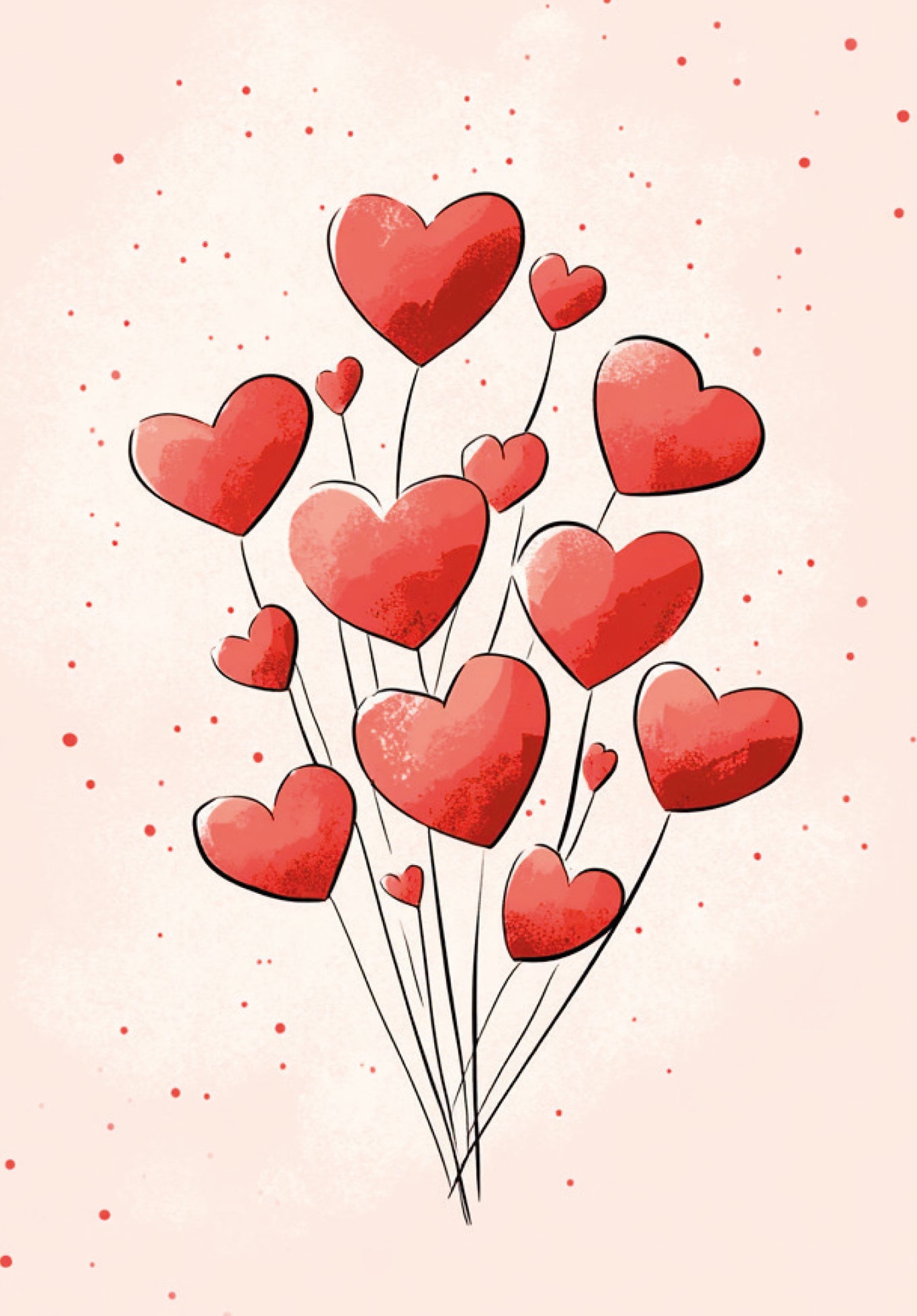 Herzballons Aquarell