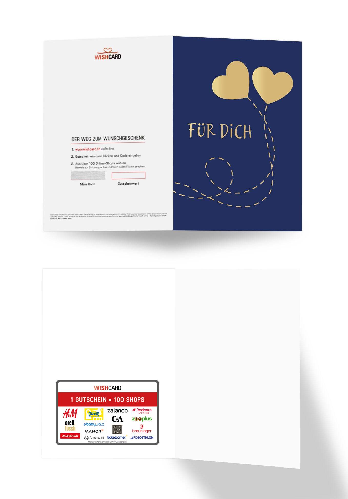 Für Dich - Herzen Blau Gold
