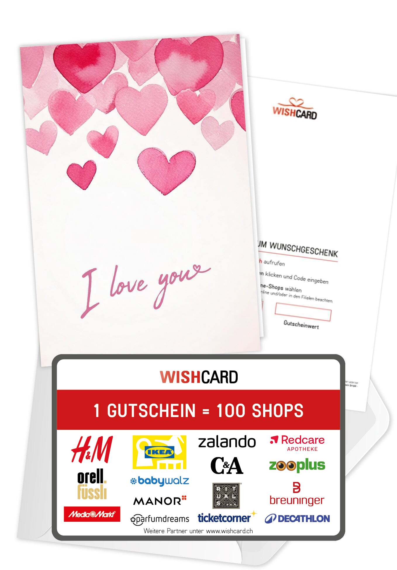 I Love You - Herzen Pink (Gutscheinwert)