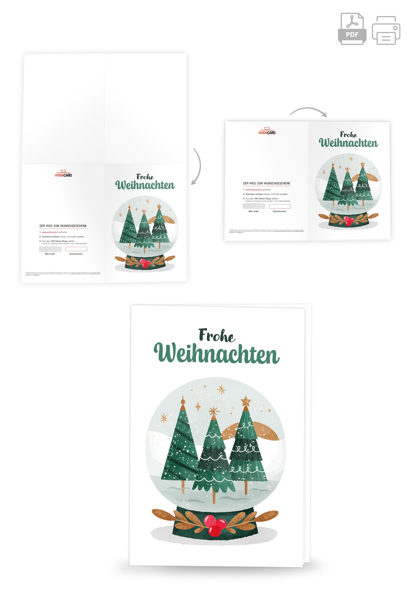 Frohe Weihnachten - Schneekugel Bäume