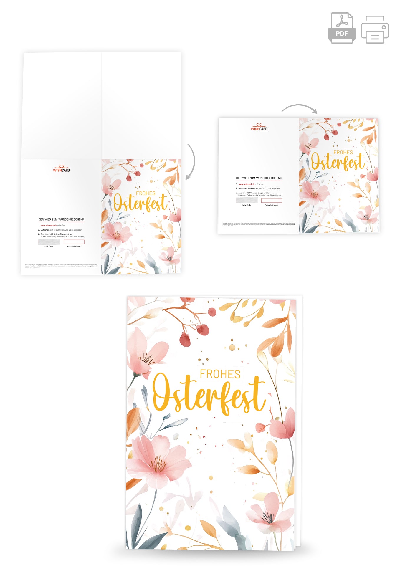 Frohes Osterfest - Aquarellblumen Rosa