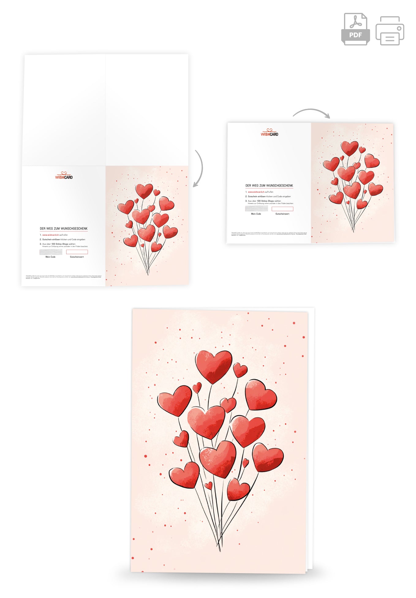 Herzballons Aquarell