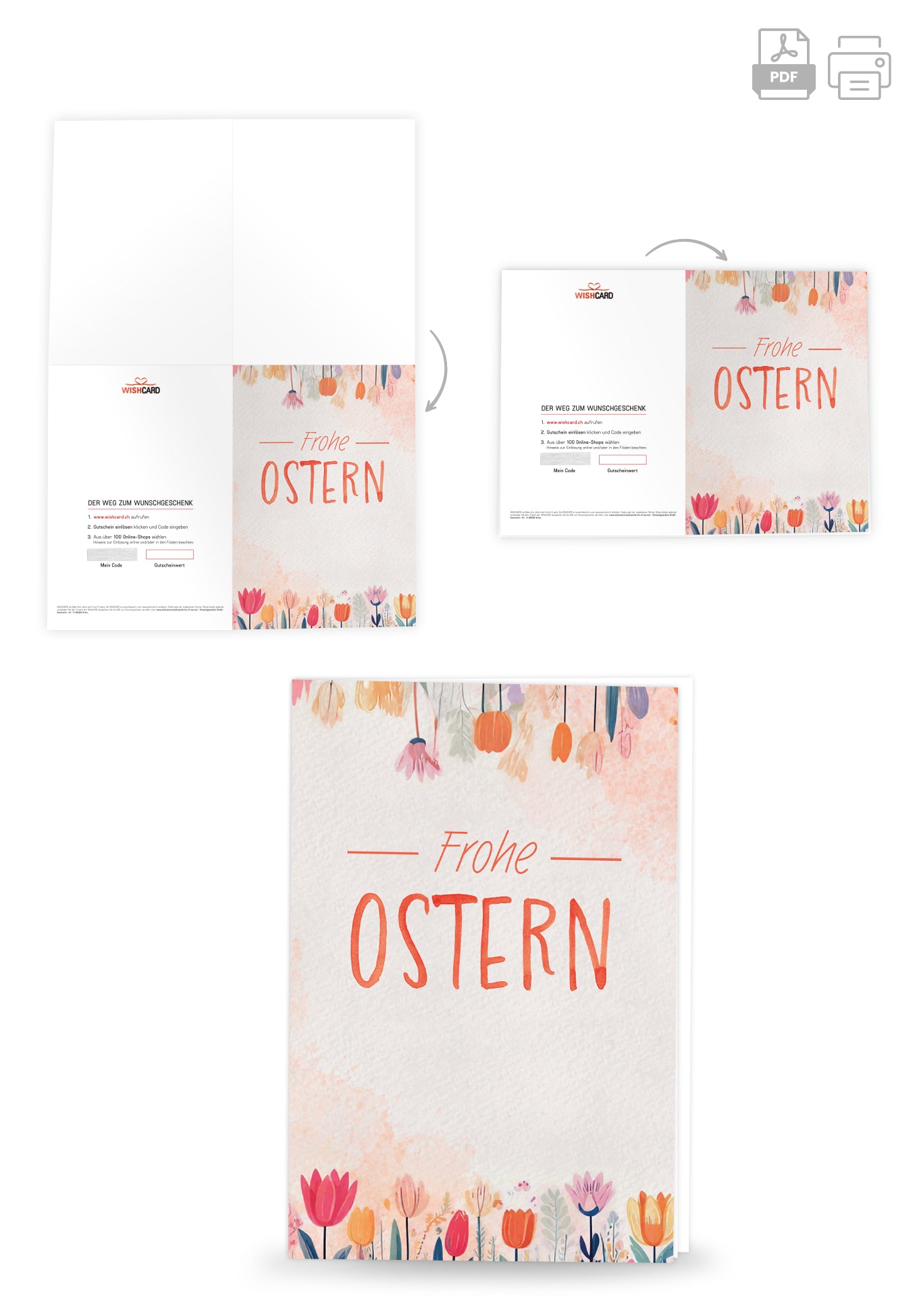 Frohe Ostern - Blumen Aquarell (Gutscheinwert)