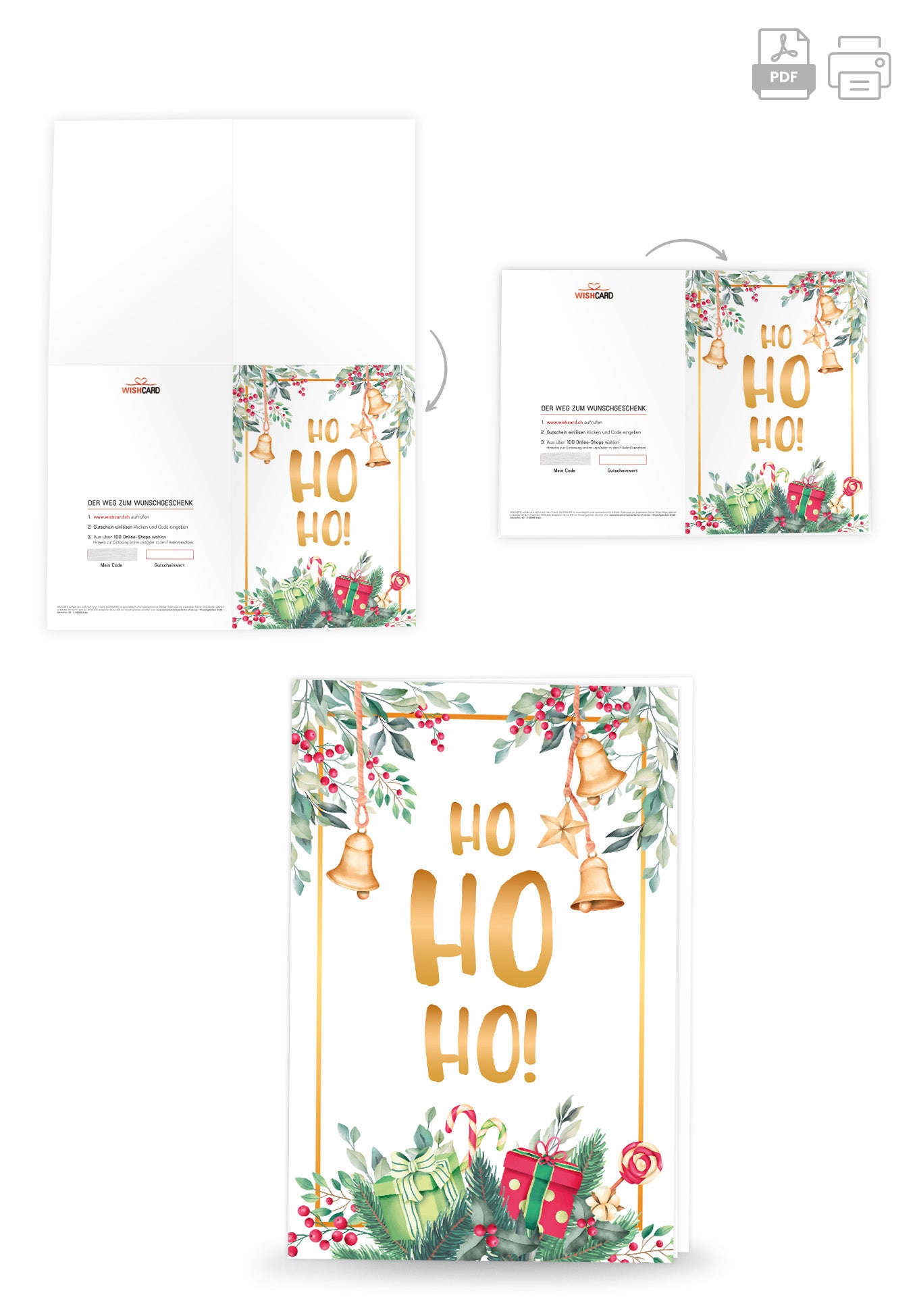 Ho Ho Ho - Zweige Aquarell