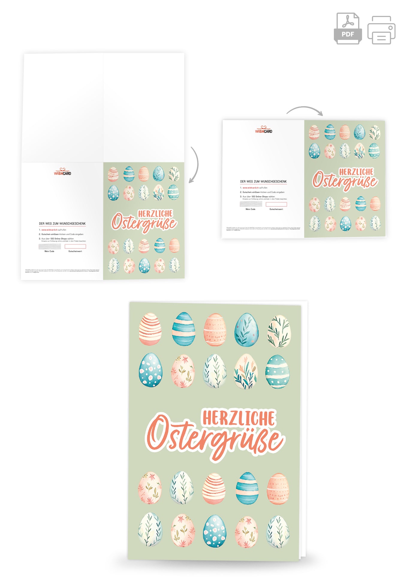 Herzliche Ostergrüße - Eiermuster Grün