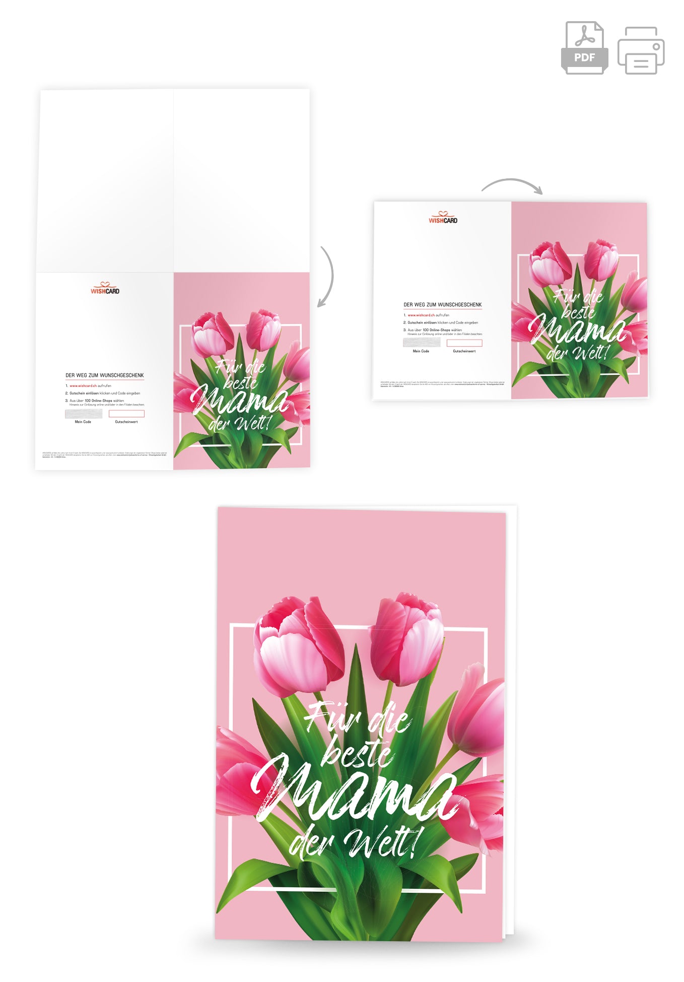 Für die beste Mama - Pinke Tulpen (Gutscheinwert)