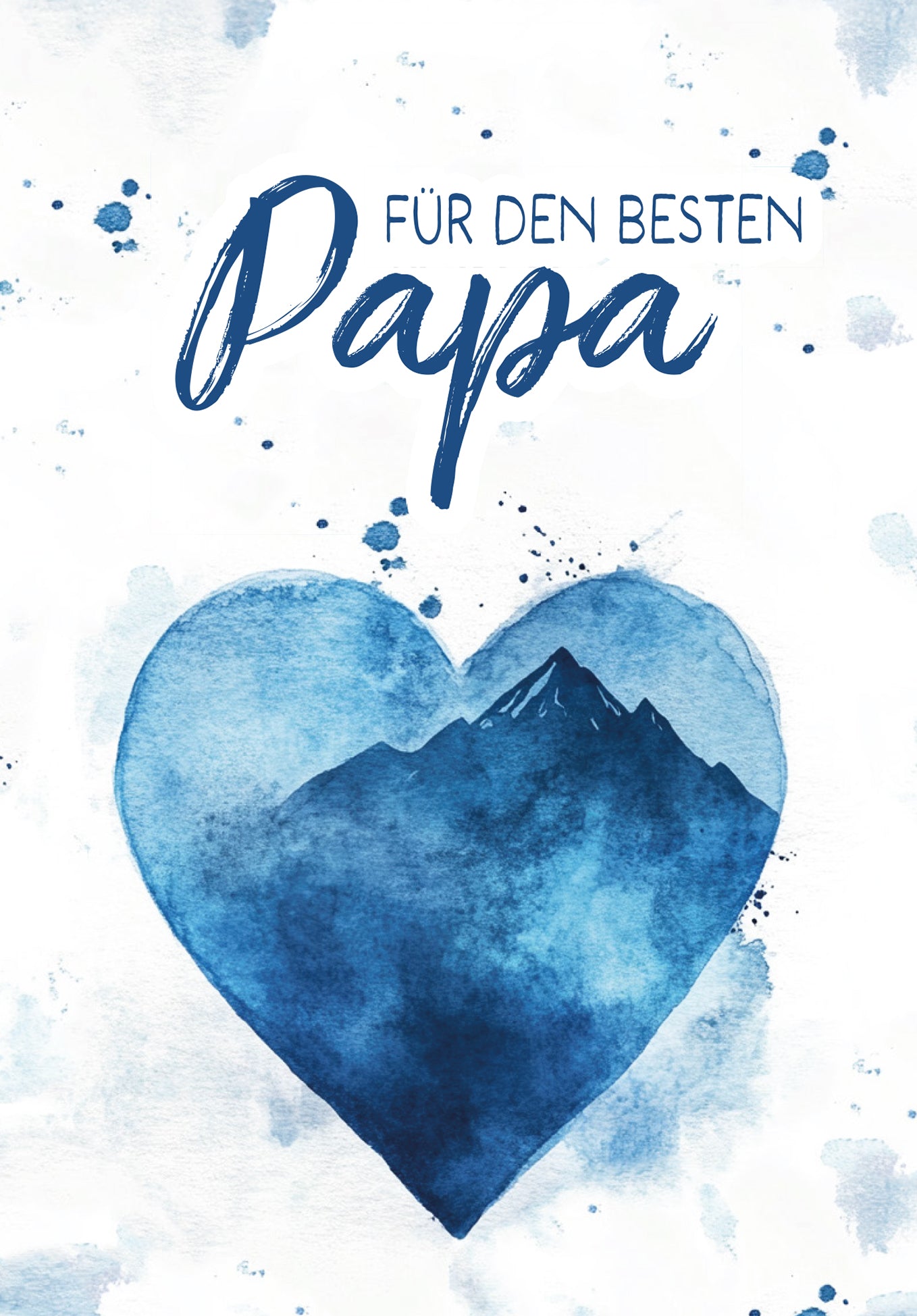 Für den besten Papa - Aquarellherz blau