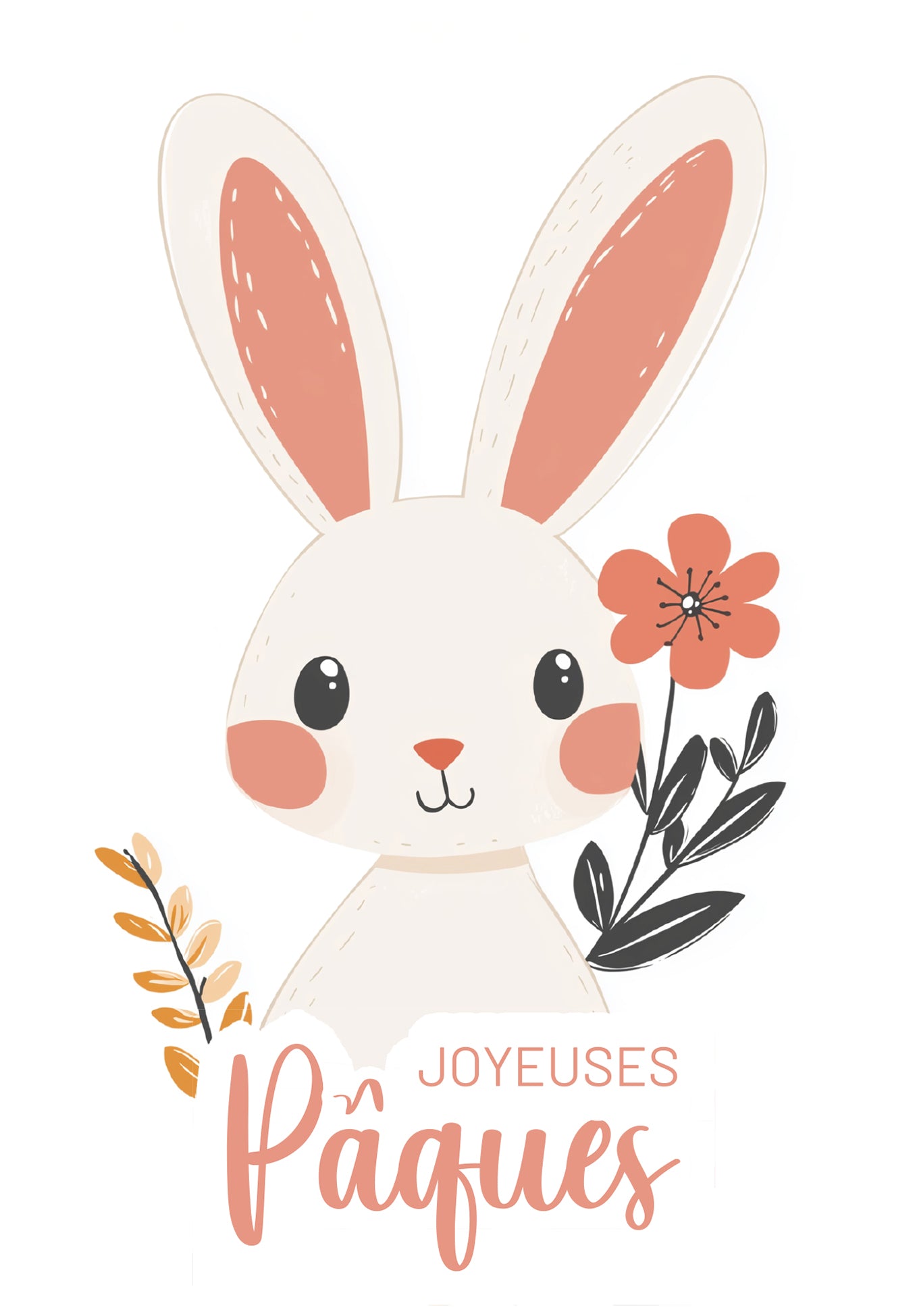Joyeuses Pâques - Lapin blanc