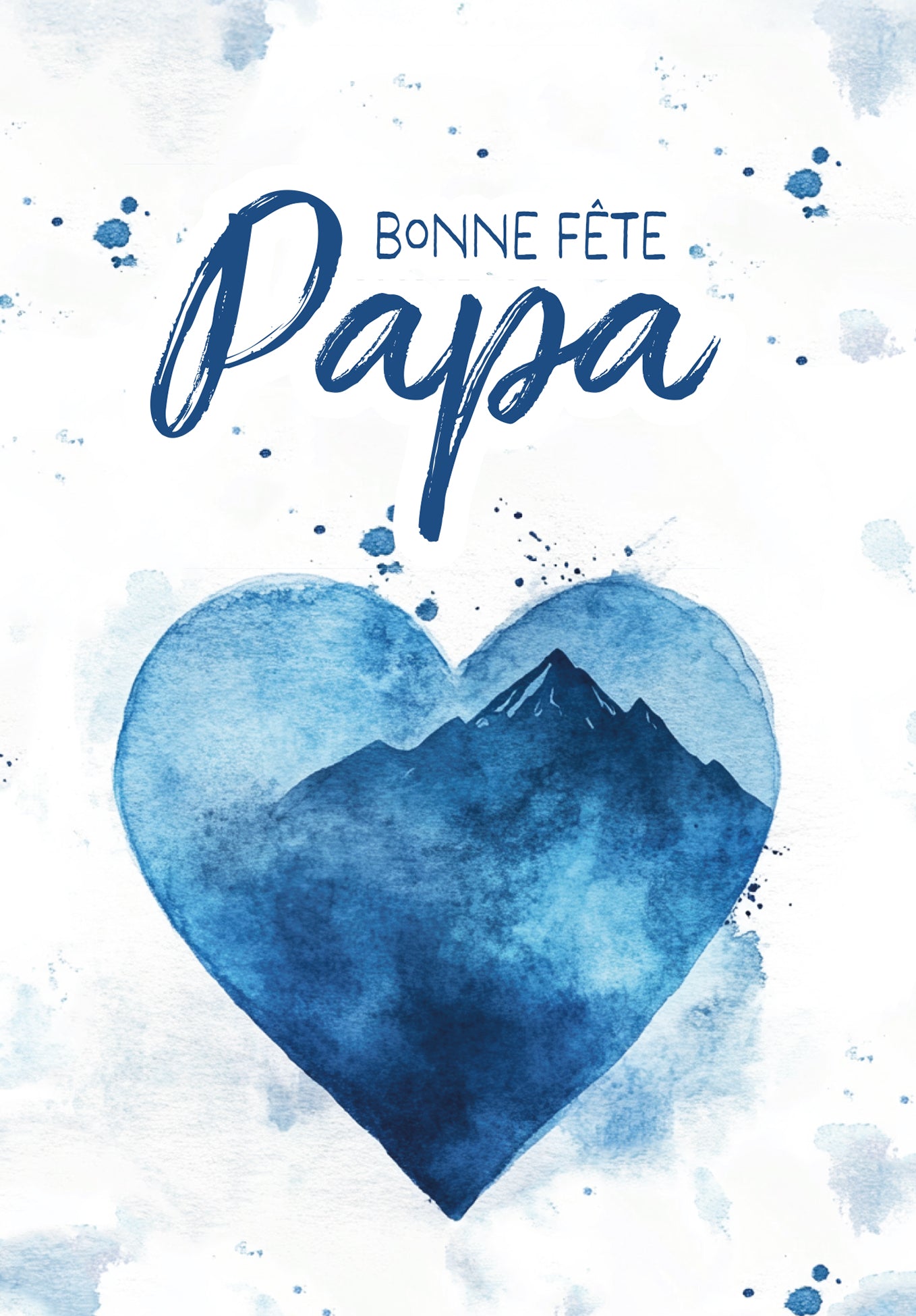 Bonne fête Papa - Cœur aquarelle bleu