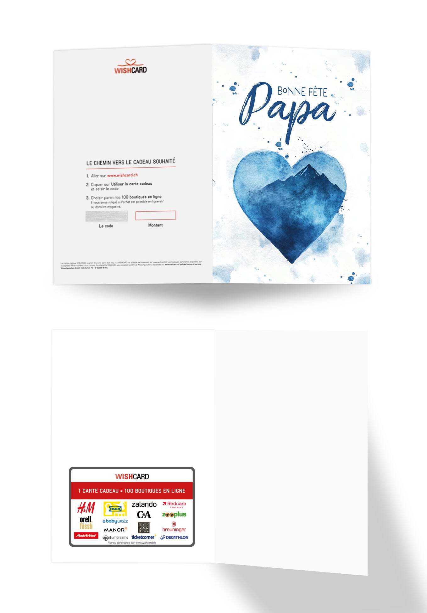 Bonne fête Papa - Cœur aquarelle bleu