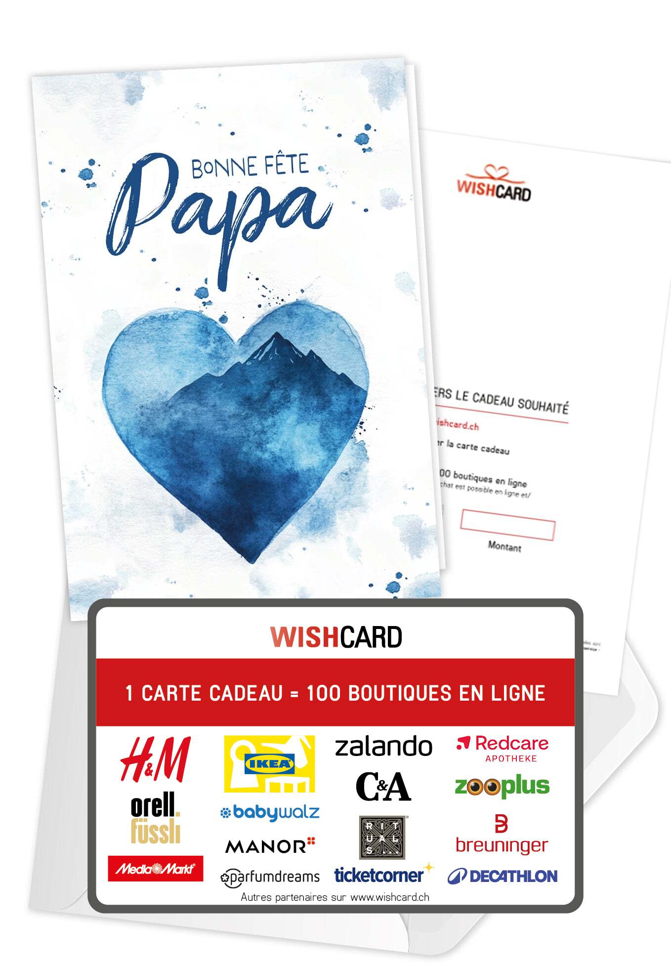 Bonne fête Papa - Cœur aquarelle bleu