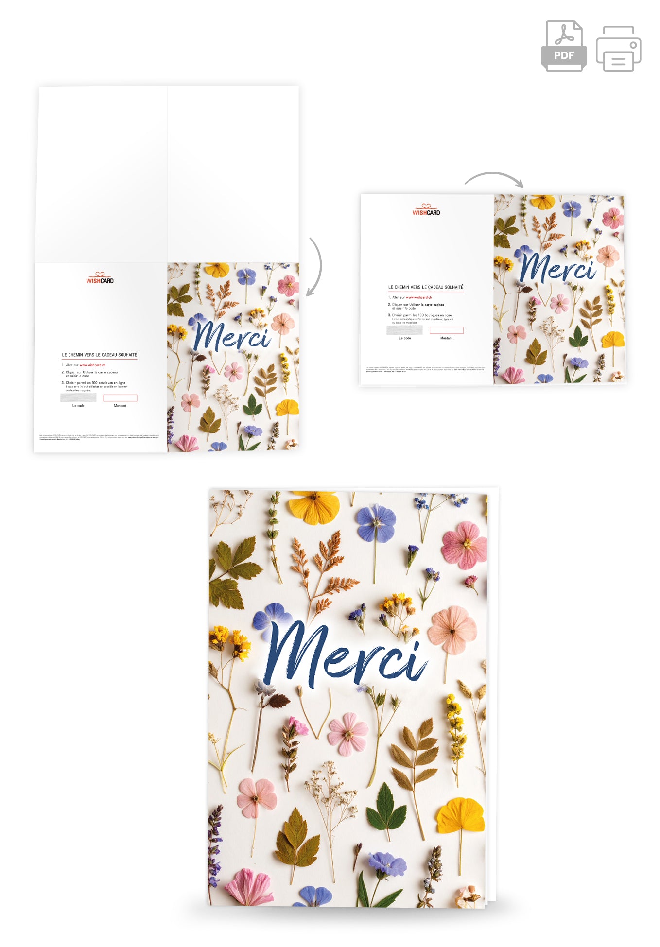 Merci - Fleurs séchées multicolores (Gutscheinwert)