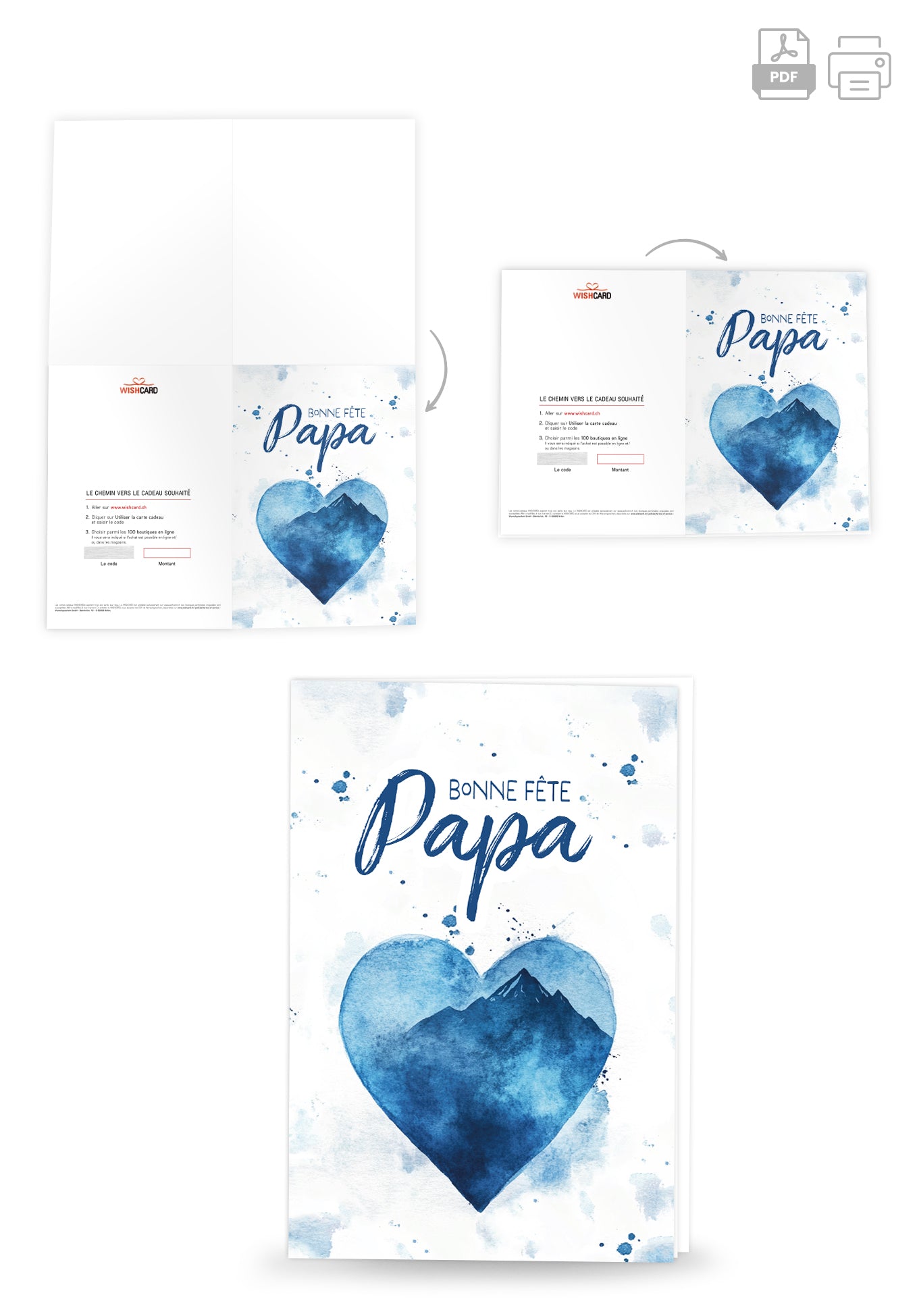 Bonne fête Papa - Cœur aquarelle bleu