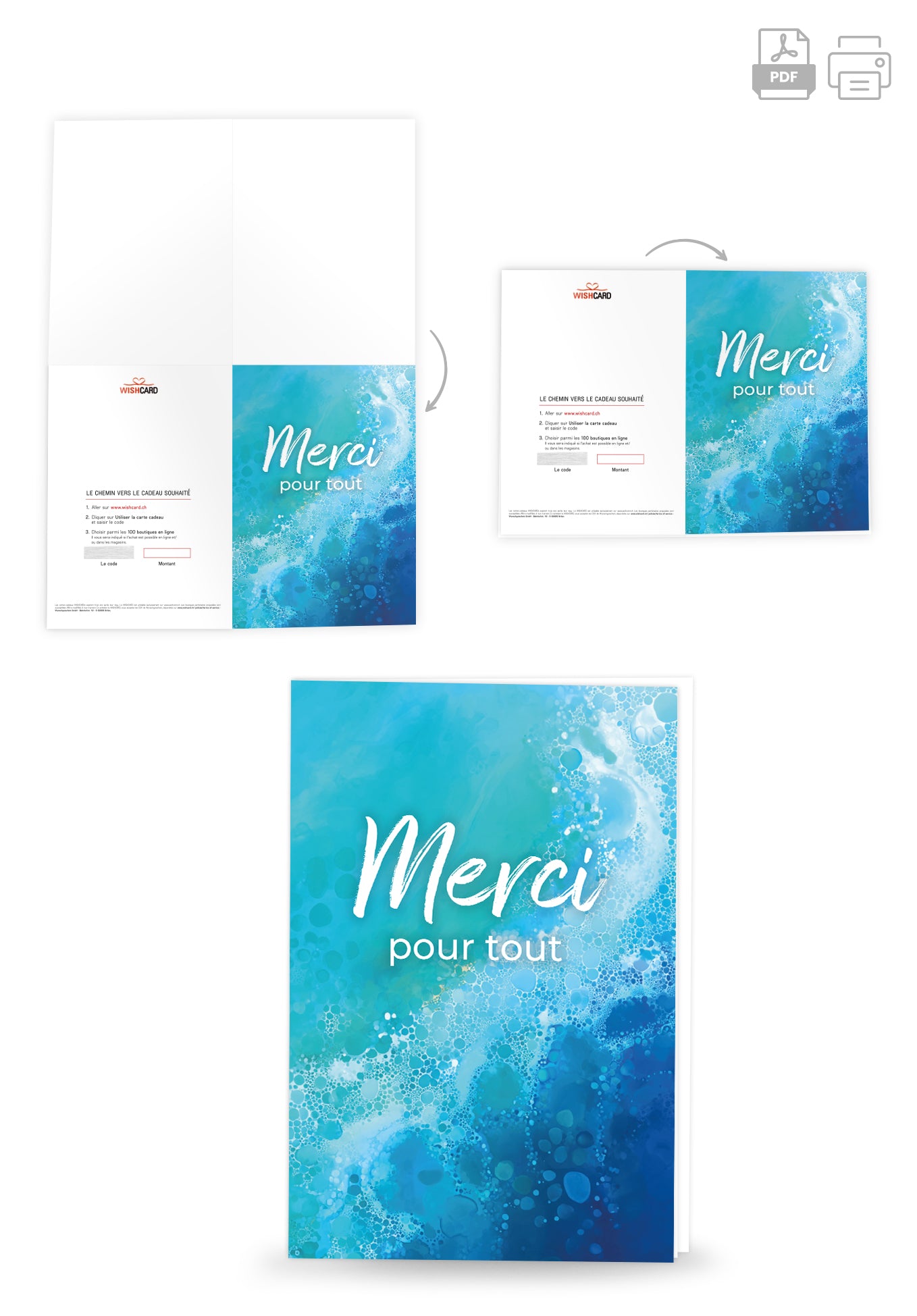 Merci pour tout - Vagues bleues (Gutscheinwert)