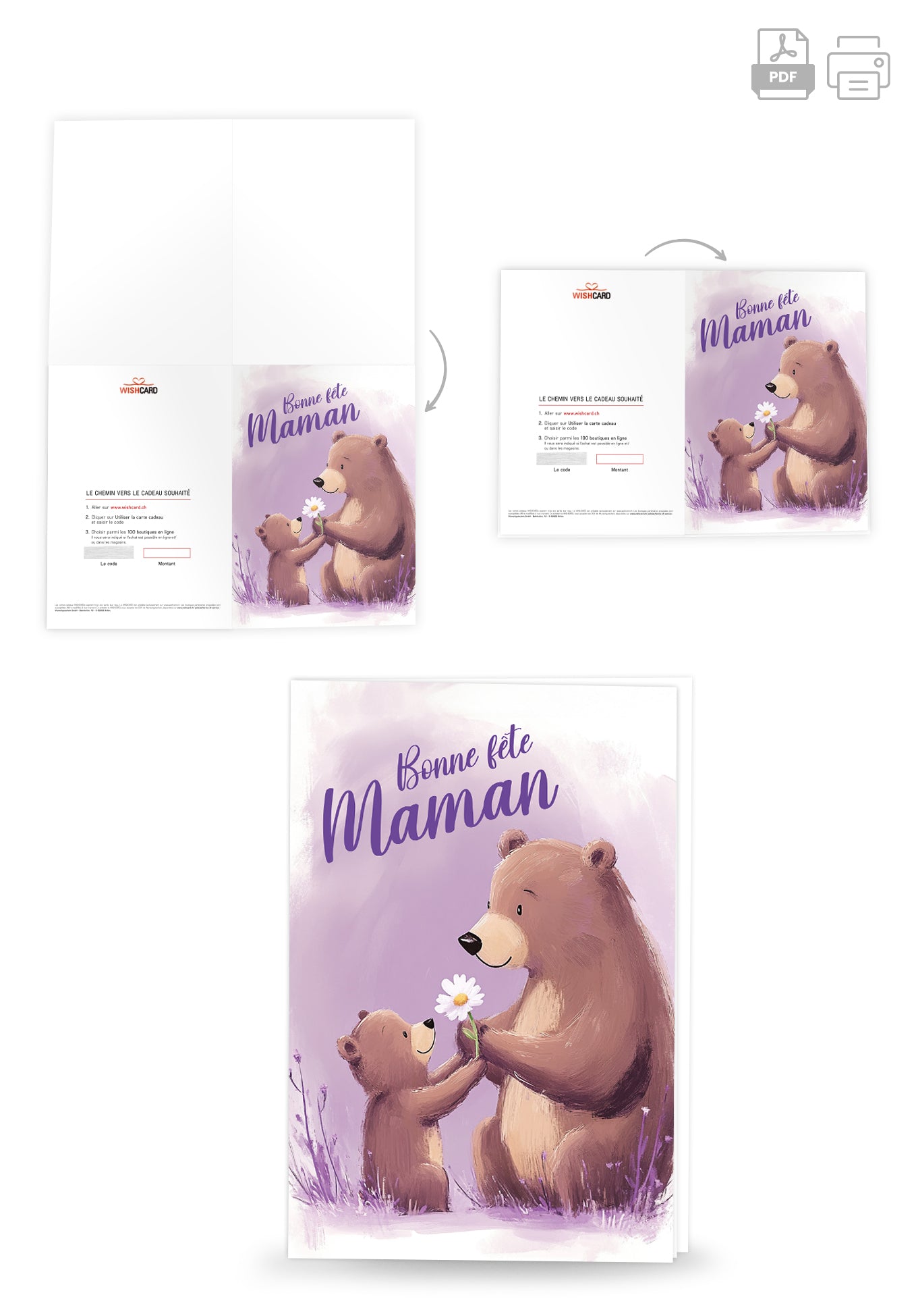 Bonne fête Maman - Ours violet