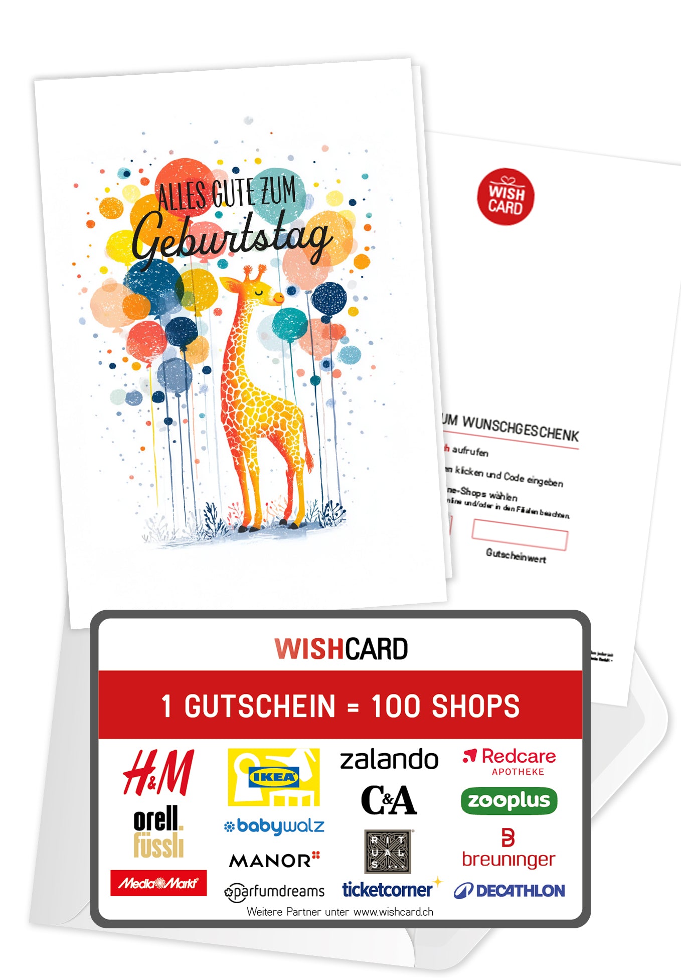 Alles Gute zum Geburtstag - Giraffe und Ballons