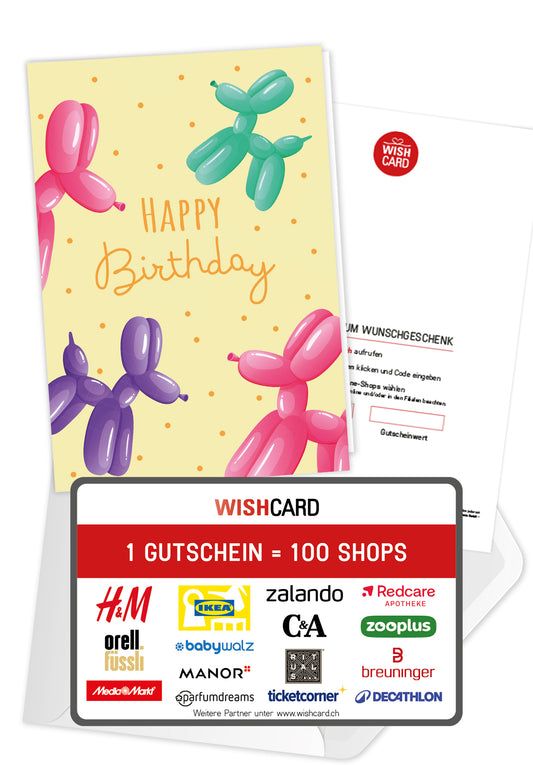 Happy Birthday - Ballonhunde Gelb