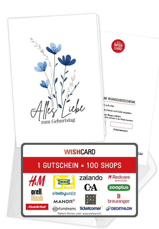 Alles Liebe zum Geburtstag - Blumen Blau