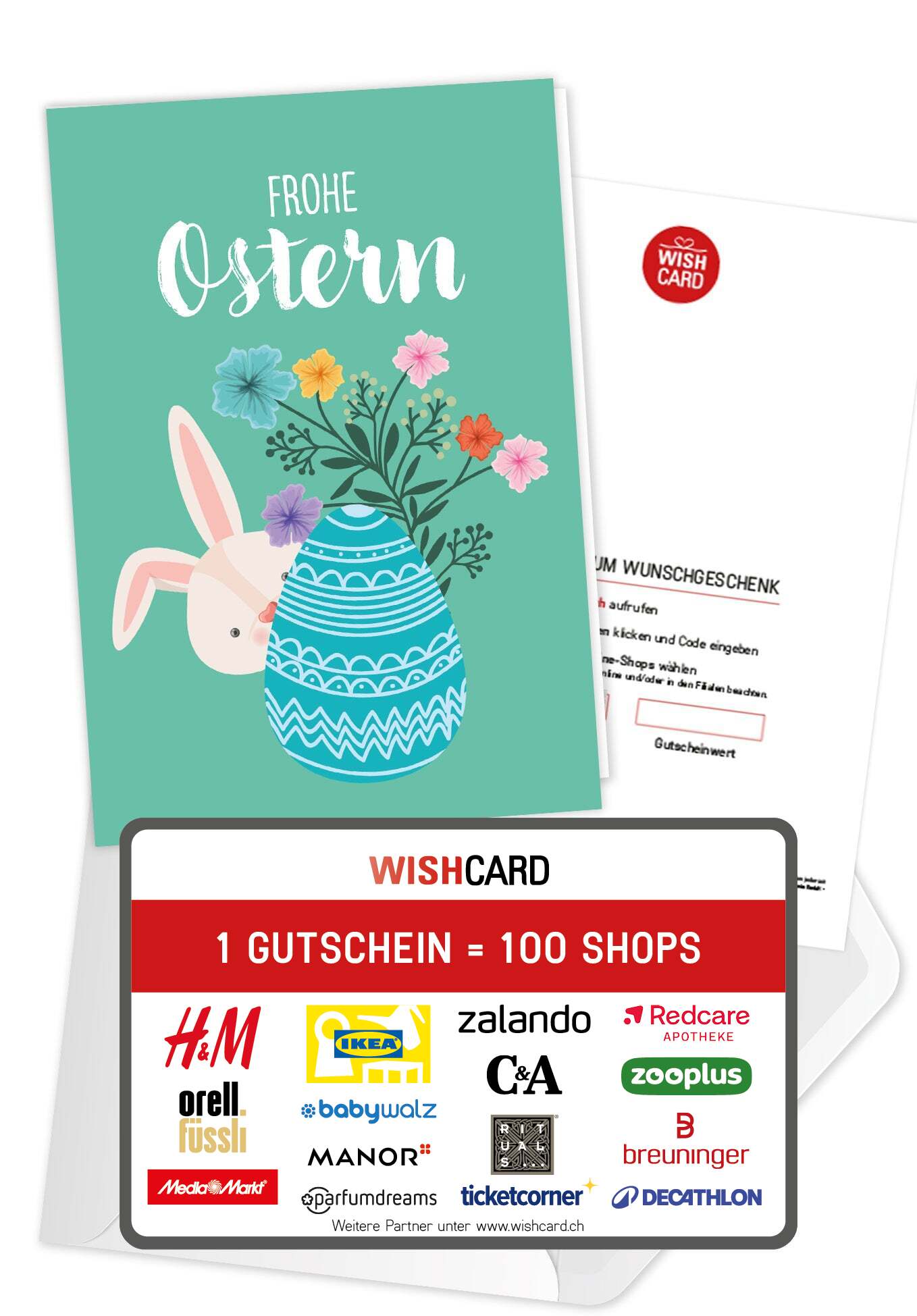 Frohe Ostern - Hase mit Ei Türkis