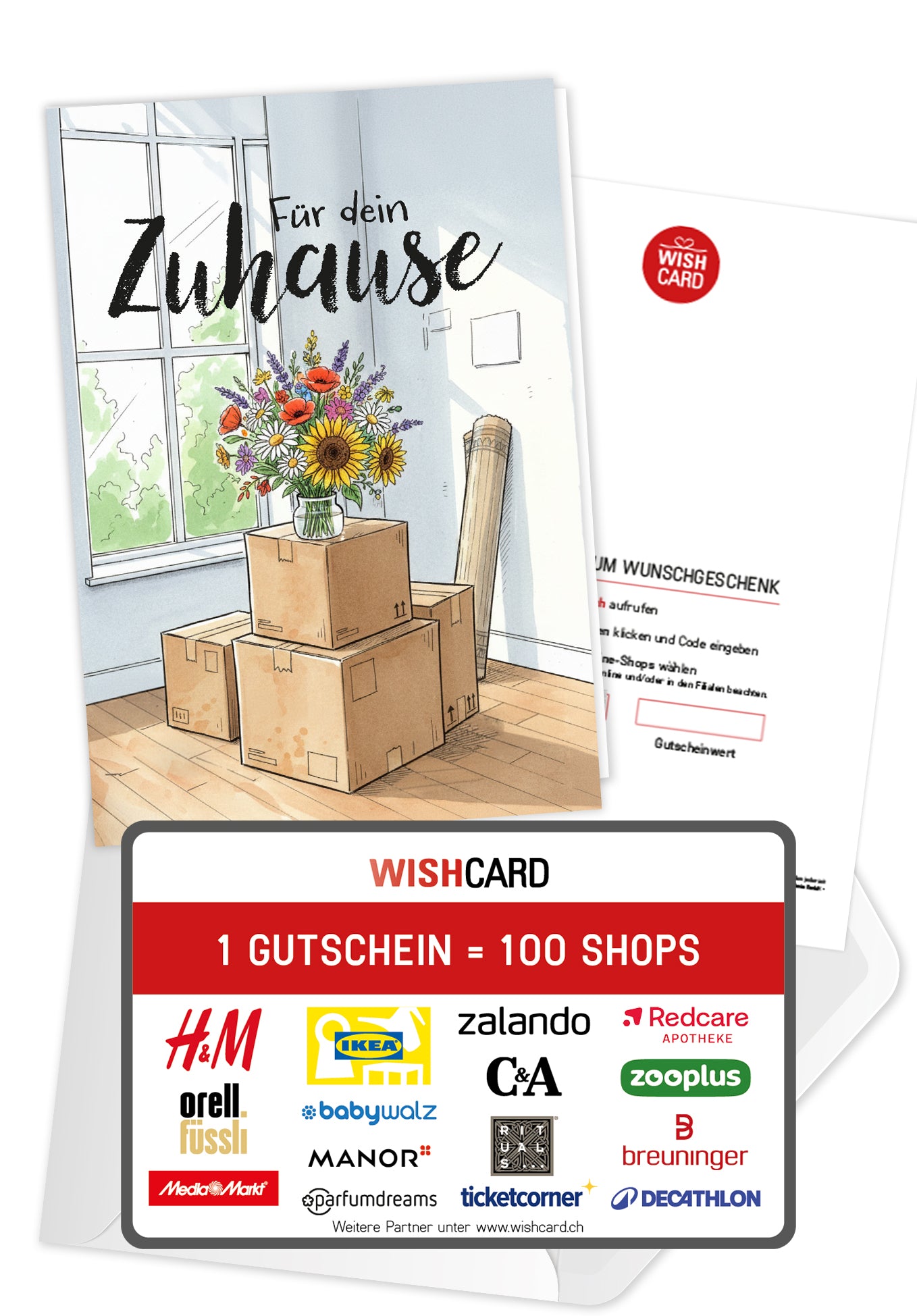 Für dein Zuhause - Blumenstrauß und Kartons