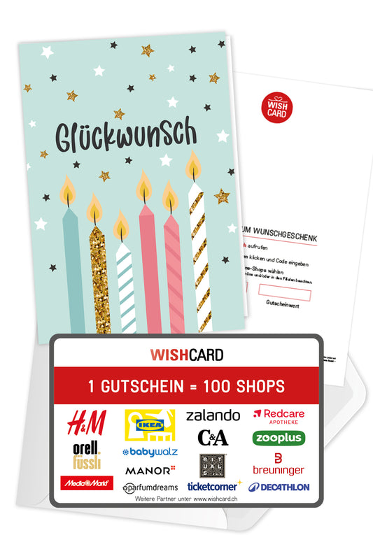 Glückwunsch - Kerzen und Sterne