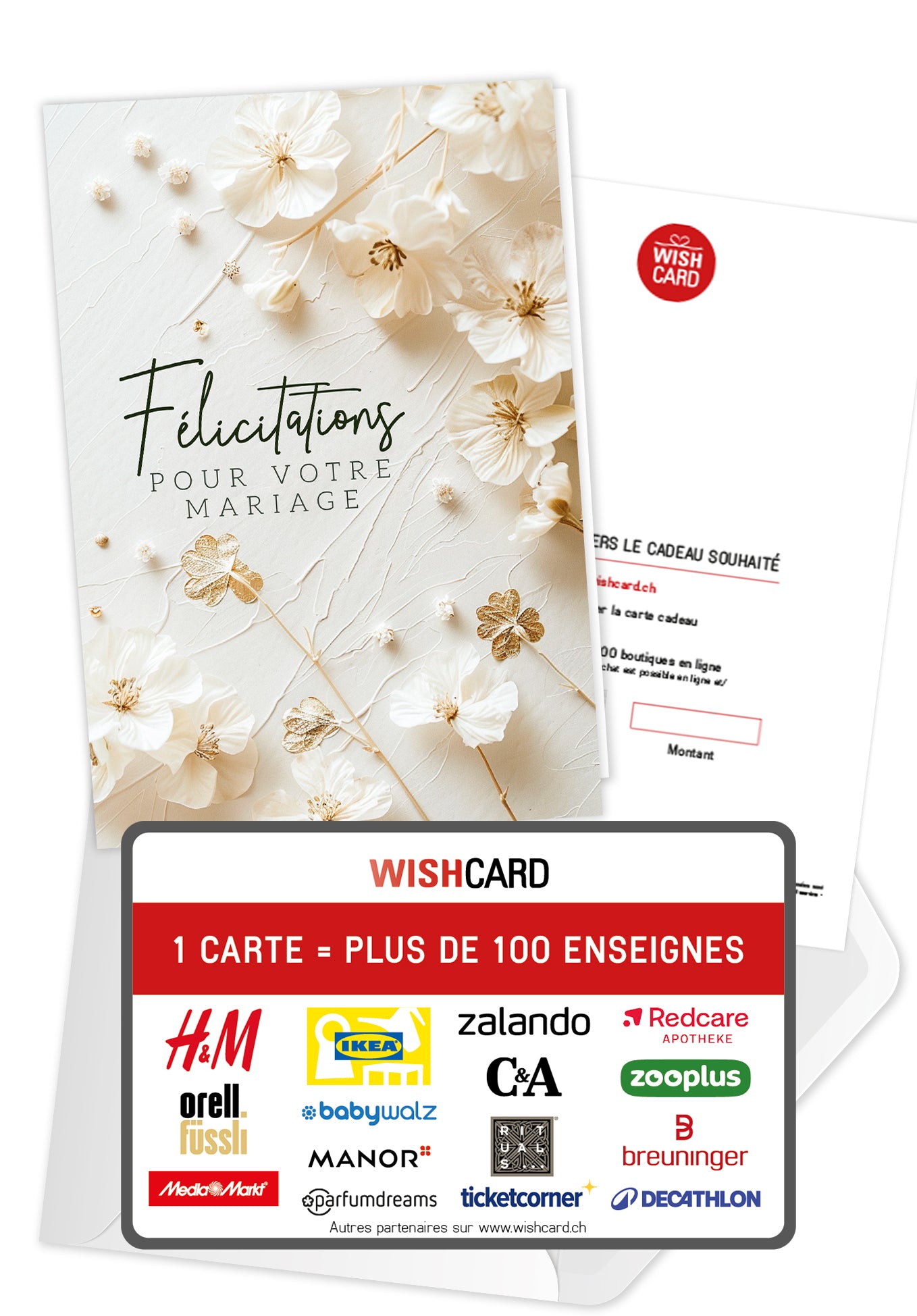 Felicitations pour votre mariage - Fleurs Blanches