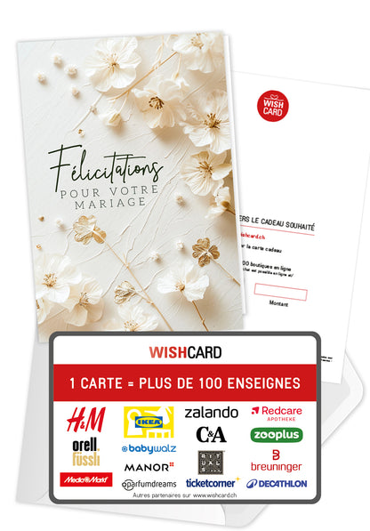 Felicitations pour votre mariage - Fleurs Blanches