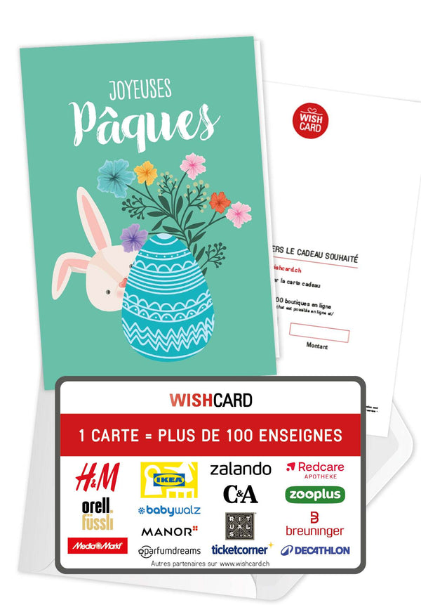 Joyeuses Pâques - Lapin avec œuf turquoise