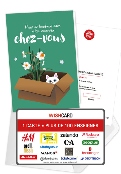 Plein de bonheur dans votre chez-vous - Chat et fleur