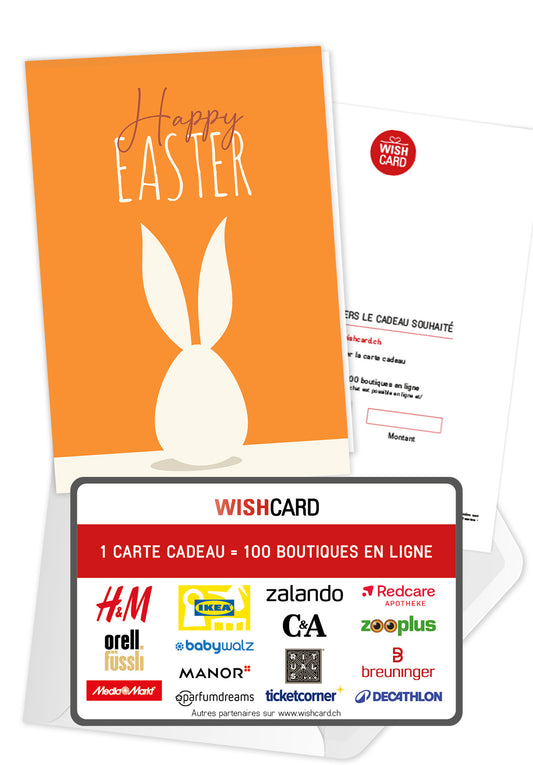 Happy Easter - Lapin blanc orange