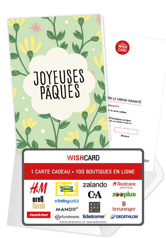 Joyeuses Pâques - Motif floral vert