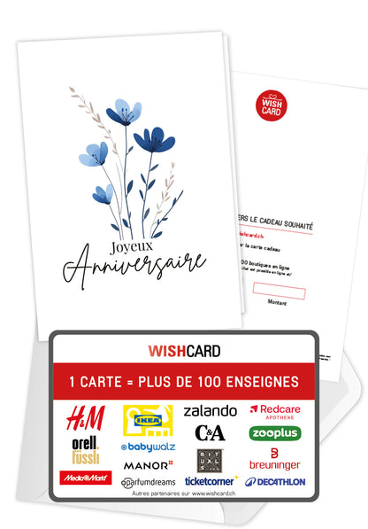 Joyeux Anniversaire - Fleurs bleues PDF