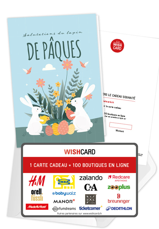 Salutations du lapin de Pâques - Lapin et fleurs