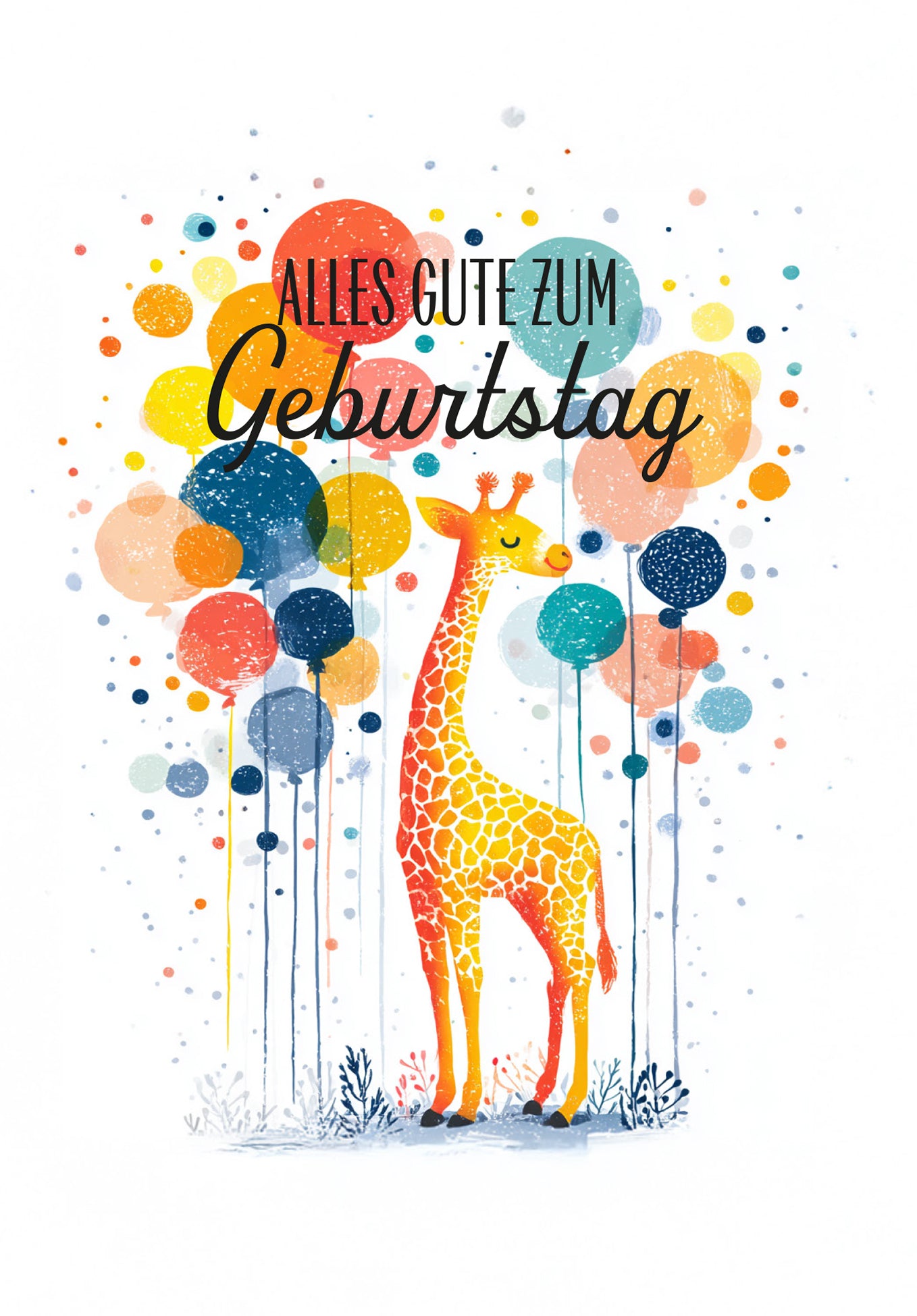 Alles Gute zum Geburtstag - Giraffe und Ballons