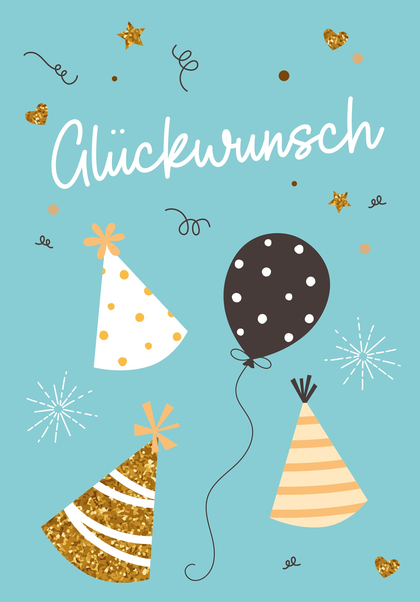 Glückwunsch - Ballons und Hüte Blau