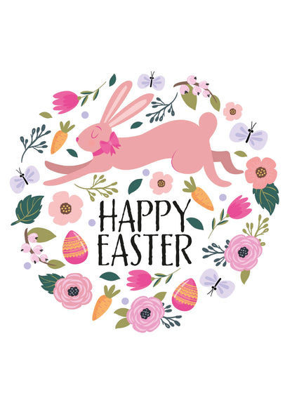 Happy Easter - Hase im Blumenkreis