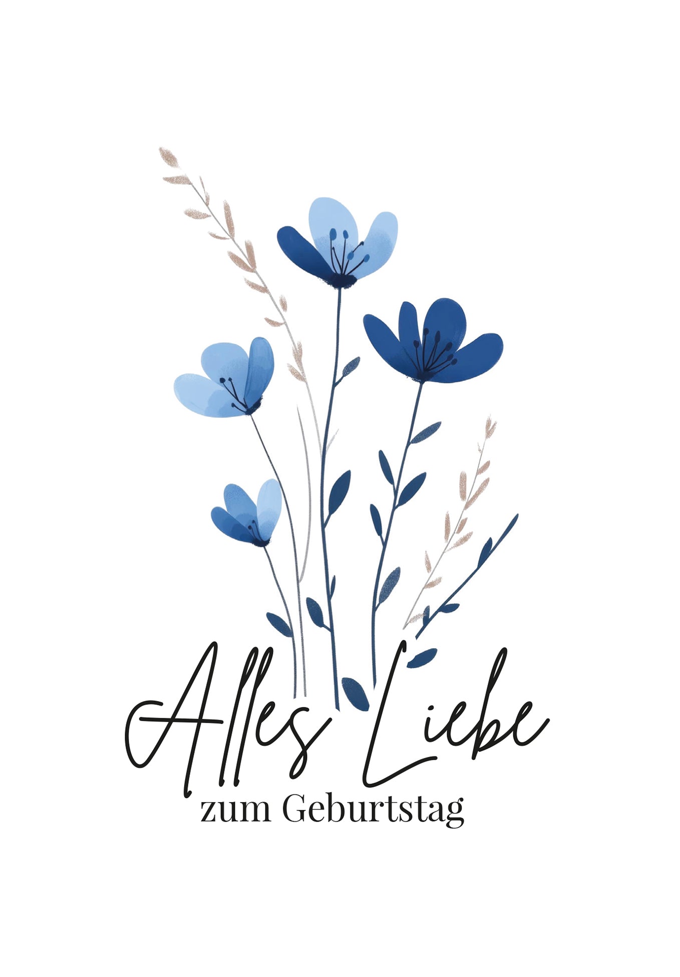 Alles Liebe zum Geburtstag - Blumen Blau