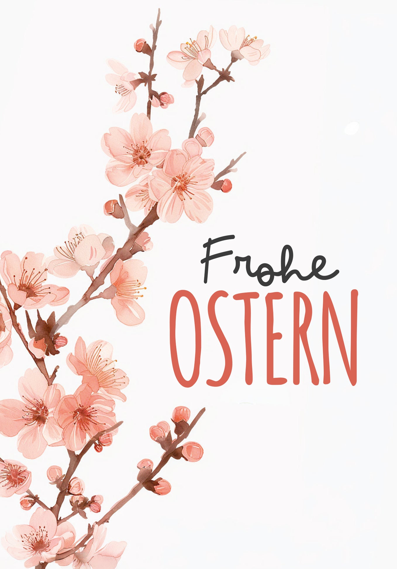 Frohe Ostern - Kirschblüten Aquarell