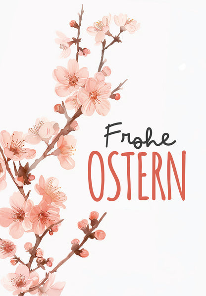 Frohe Ostern - Kirschblüten Aquarell