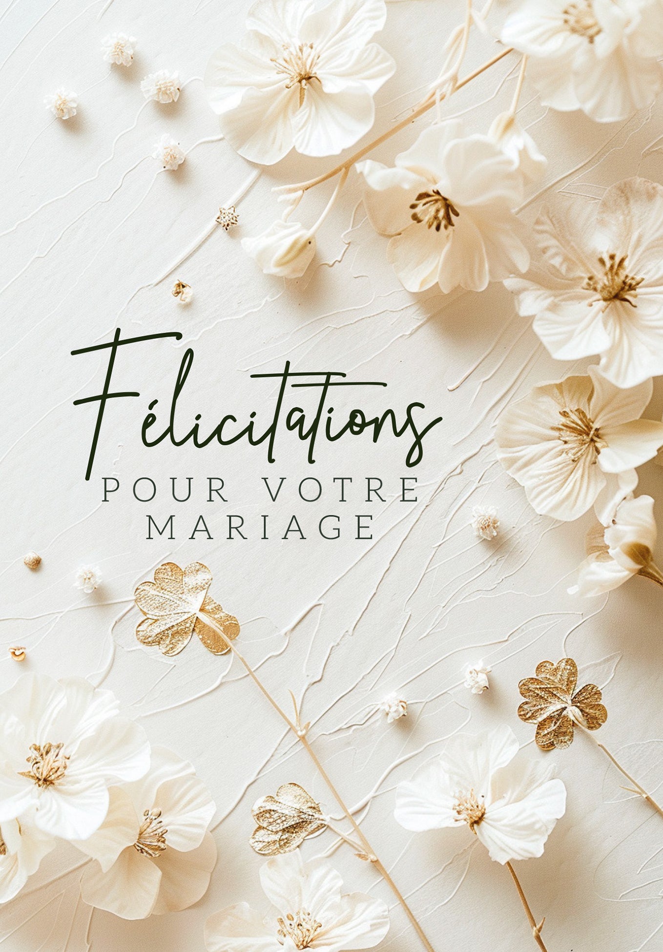 Felicitations pour votre mariage - Fleurs Blanches