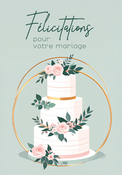 Felicitations pour votre mariage - Gâteau Roses PDF