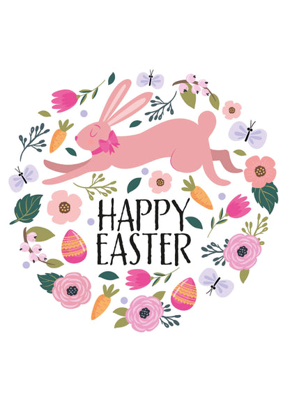 Happy Easter - Llapin et un bouquet de fleurs PDF