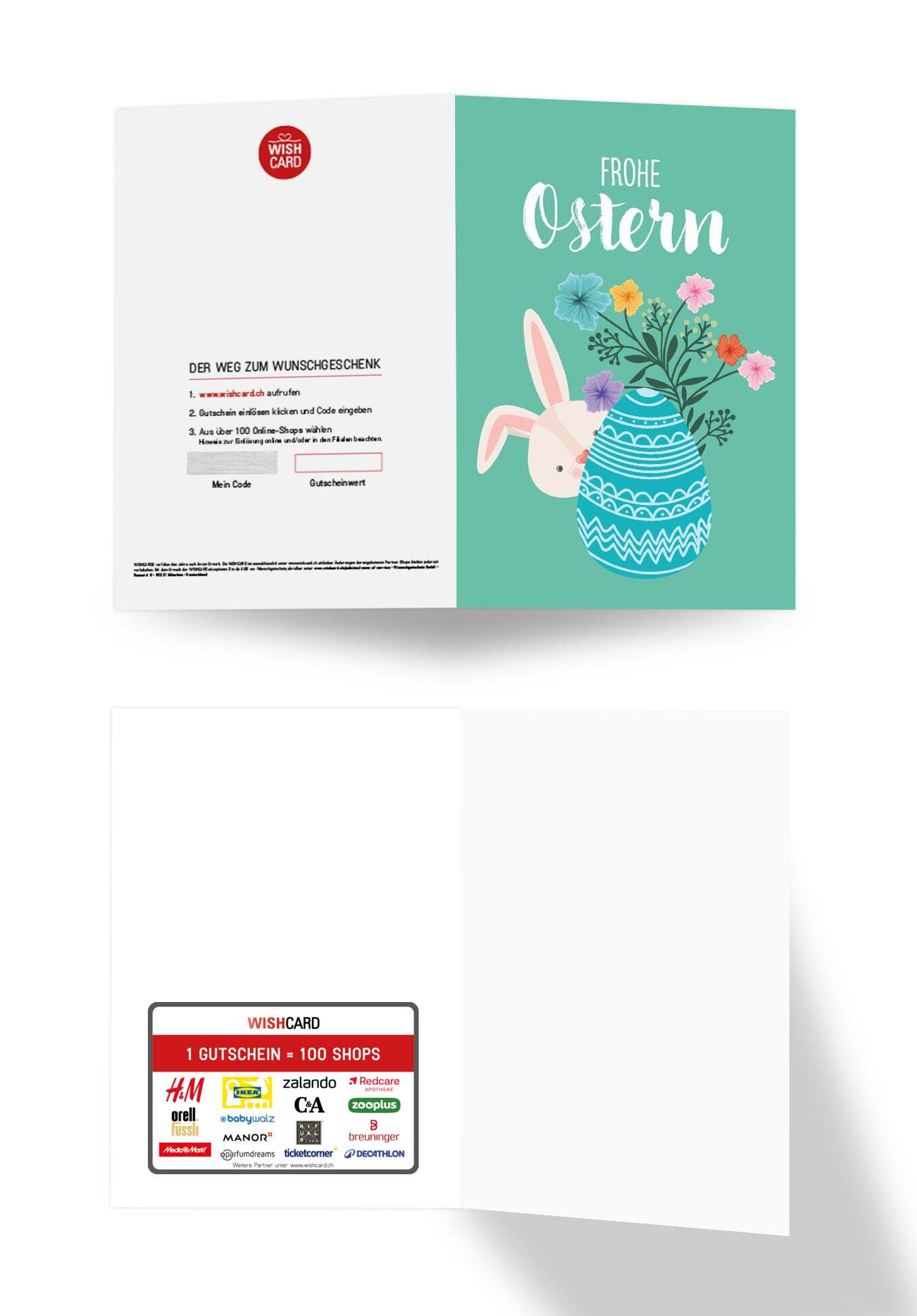Frohe Ostern - Hase mit Ei Türkis