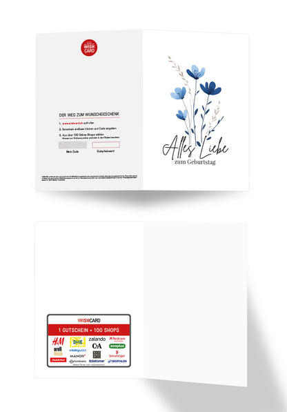 Alles Liebe zum Geburtstag - Blumen Blau